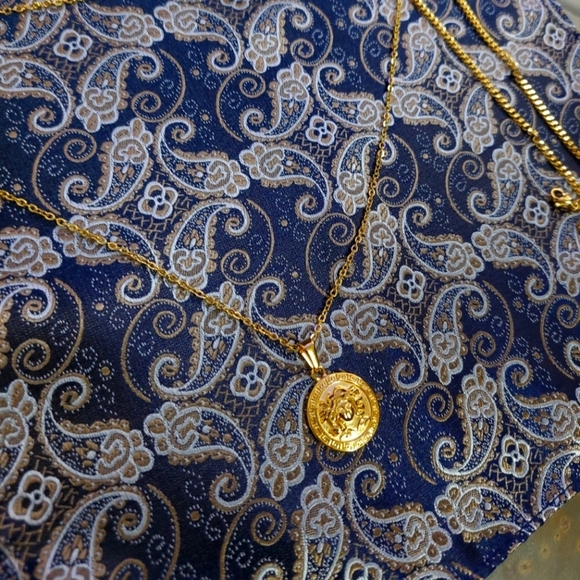 18K Gold Plated Medusa Pendant Necklace Coin Shape and Chain - Picture 10 of 10